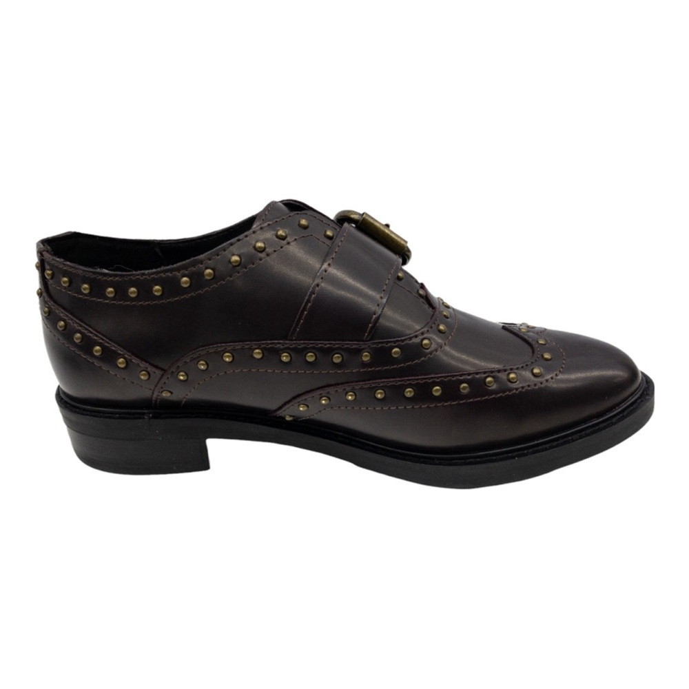 Marc Fisher Dark Red Brown Bryleigh Wingtip Studded Buckle Accent Oxfords 9.5 - Picture 4 of 8